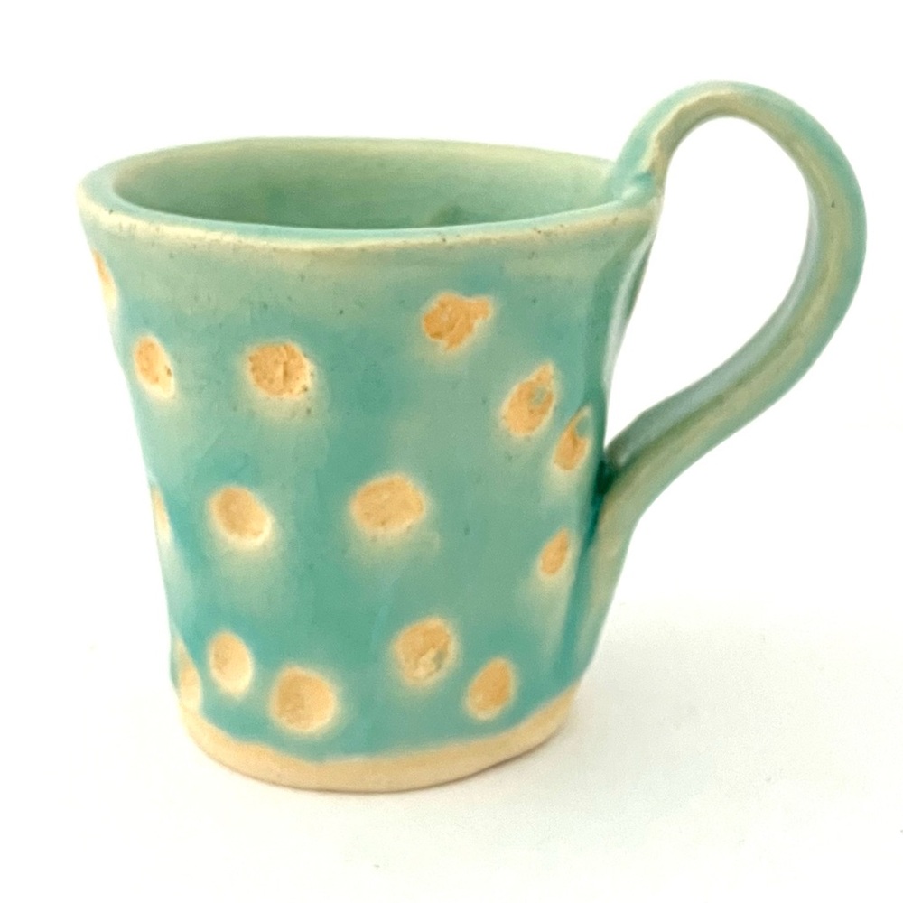 Polka Dotted Artisan Studio Pottery Coffee Mug / Tea Cup, handmade
